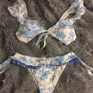 Two piece floral bikini swimsuit